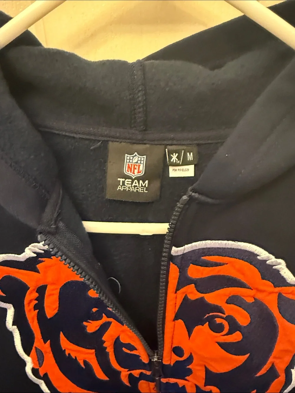 Chicago Bears Navy and Orange men’s One-Piece Hoodie - Picture 3 of 5